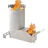 Raketenofen Camping Ofen aus Holz - Edelstahl Camp Heizelement für Outdoor Kochen | Abnehmbare Holzkohlepfannen, mit Tragetasche für den Ran