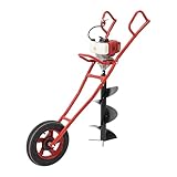 RUETERY 52CC 2-Takt Erdbohrer, Erdbohrer für Bohrmaschine mit 1 Räder, 1460W, 8800 ± 300r/min, Erdbohrer-Maschine für Graben Briefkastenpfosten, die Installation von Zäunen und Terrassen.