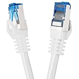 BIGtec 15m CAT.7 Patchkabel Netzwerkkabel Gigabit Patch DSL LAN Ethernet Kabel weiß Kupferkabel doppelt geschirmt (RJ45 Stecker Cat-7 S/FTP PIMF)