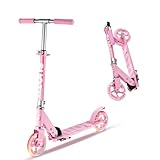 SUOTU Roller Kinder mit 145 mm Rollen, Scooter mit 2 LED Rädern für 3-12 Jahren, Zusammenklappbarer, Höhenverstellbarer, Cityroller for Boys and Girls (Rosa)
