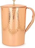 Krug aus reinem Kupfer mit Deckel, großer Kupferwasserkrug für Zuhause, Hotels und Restaurants (Hammered 1600 ml)