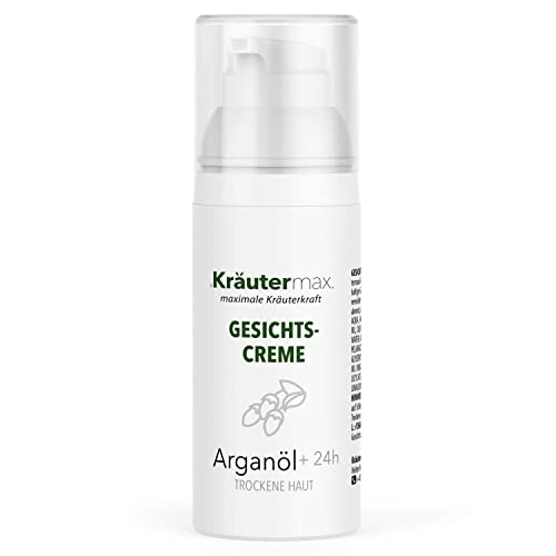 Kräutermax Arganöl Gesicht Creme - Argan Gesichtscreme für Trockene Haut - Naturkosmetik Tagescreme und Nachtcreme im Spender ohne Parfum und unnötige Zusatzstoffe 1 x 50 ml