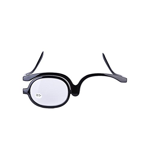 Sonew Make-Up Schminkbrille Make up Brille Lesebrille Presbyopie Brille Sehhilfe Lesehilfe Rotatable Flip Up Brille(Schwarz, 400)