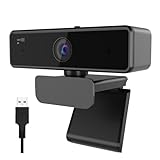 Nuroum V11 Webcam 2K, PC Kamera mit Mikrofon Full HD 1080P/60fps, 1440P/30fps, Rauschunterdrückung/90°Weitwinkel/Abdeckung/360° Drehung/Lichtkorrektur, Webcam USB Plug&Play Laptop Zoom/Skype, grau