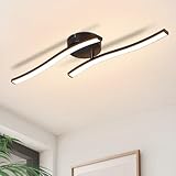 Homefire LED Deckenlampe Küche Deckenleuchte: Modern Schlafzimmerlampe Schwarz 12W Wohnzimmerlampe 3000K Wellen Design Küchenlampe Innen Warmweiß Deckenbeleuchtung für Schlafzimmer Flur Büro