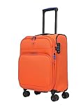 ABISTAB Weichschalenkoffer 4 Rollen orange Business Koffer Reisekoffer Handgepäck 19 mit Dehnfalte TSA Schloss Breeze II, erweiterbar