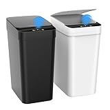 Kssvzz 2er Set Sensor Mülleimer, 10L Mülleimer Bad, Elektrischer Mülleimer mit Deckel, Badezimmer Mülleimer, Mülleimer Küche, Automatischer Mülleimer für Büro/Bad/Küche/Schlafzimmer(Schwarz, Weiß)