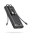 VEEKTOMX Power Bank 30000mAh PD 22,5W Powerbank mit Eingebauten Kabeln USB C Tragbares Ladegerät mit 4 Ausgängen & 2 Eingängen Externe Handyakkus Kompatibel mit iPhone/Samsung/Pixel, und Mehr