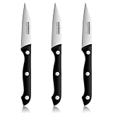 Royomal 3 Stück Gemüsemesser, Obstmesser, kleines Küchenmesser-Set, Schälmesser, Messerset, Obstmesser, Edelstahl, mit Extra Scharfem Schnitt für Obst und Gemüse (Schwarz)