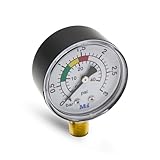DOJA Barcelona | Schwimmbad-Manometer | Pool-Manometer 1/4' | Ø50mm | Vertikaler Anschluss 0+3BAR/PSI | Schwimmbad-Filter-Druckmesser | Für Sandfilter Pool, Schwimmbad-Pumpen-Druckmessgerät