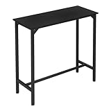 EUGAD Bartisch schwarz, Stehtisch, Küchentisch, Bar Tisch schmal, Konsolentisch, Flurtisch, Beistelltisch hoch, für Bar Bistro Kücheninsel, aus Holzwerkstoff Metall, 100x100x40cm 0036BAZ