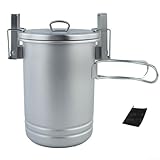 Tragbarer Camping-Kochtopf mit Griff, Edelstahl, 1750 ml, 1000 ml Dampfgarer, multifunktionales Outdoor-Kochgeschirr für 3 Personen, faltbarer Griff (mit Aufbewahrungstasche)