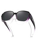 Meeloog Polarisierte Überbrille Sonnenbrille für Damen Herren, UV400 Schutz Sonnenbrille, Quadrat Übergroße Brille zum Fahren DEMST2106 (D1 Lila Rahmen/Graue Linse)