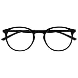 OPULIZE Met-Brille Blaulichtfilter Schlank Runder Rahmen Federscharniere Verbessert Schlaf Computerbrille Gaming Entspiegelt Schwarz Herren Damen B60-1 +0.00