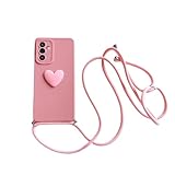 Crossbody-Lanyard-Hülle mit Herzmotiv für Samsung Galaxy A15 A25 A35 A55 A54 A34 5G A24 A14 A05s, Kordel-Silikonhülle, Pink, für A52 (4G 5G)