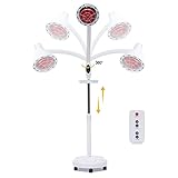 DIFU 275W Rotlichtlampe Infrarotlampe 10 Gang Wärmelampe 360° Drehbar Therapielampe Infrarotlampe mit Timer & 5 Allrichtungsräder, 8-70℃ Temperatur-Einstellber