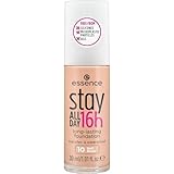 essence cosmetics stay ALL DAY 16h long-lasting Foundation, Make Up, wischfest, wasserfest, Nr. 10 Soft Beige, nude, langanhaltend, mattierend, weichzeichnend, matt, vegan, ölfrei, wasserfest (30ml)