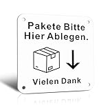 TAKULA 10 * 10CM Paketbox Schild-Pakete Bitte Hier Ablegen,Paketbox Aufkleber mit Pfeil,Reflektierendes Metallschild Aufkleber Paketbox Symbol