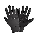 Suammiitstrieadea Herren-Winterhandschuhe, Touchscreen, wasserabweisend, Fäustlinge für Arbeit, Autofahren, Damen, Größe L, Schwarz