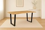 SAM Esstisch Kopenhagen | 140 x 80 cm | Holz Wildeiche-Optik | Baumkante | V-Gestell Metall schwarz | Esszimmer & Küche
