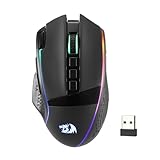 Redragon M991 kabellose Gaming-Maus, 19000 DPI kabelgebundene/drahtlose Maus mit Schnellfeuertaste, 9 Makro-Tasten, 45-Stunden-Dauerleistung und RGB-Hintergrundbeleuchtung für PC/Mac/Laptop