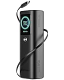 AsperX Power Bank 20000mAh-2x PD 100W Alulegierung Laptop Powerbank USB-C Schnellladung, Insgesamt 165W,Eingebaute Einziehbare Kabel,TFT-Display,Akkupack fur iPhone16/15 Serie, Samsung,MacBook