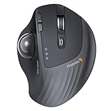 ProtoArc EM01 NL Trackball Maus, Ergonomische Verstellbarer Winkel Maus, 2.4G USB Kabellos & Bluetooth, Daumensteuerung, 5 DPI Einstellbar, Wiederaufladbare Rollerball Mouse - Schwarz