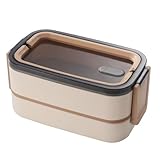 Plookyoe Doppelschichtige Edelstahl Mikrowellengeeignete Bento Box Auslaufsicher Lunchbox Camping Tragbare Bento Box mit Isoliertasche