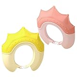 minkissy 2 Stück Verstellbare Badekappe für Wasserdichte Duschhaube mit Ohrenschutz Leichte Hautfreundliche Shampoo Kappe für Kleinkinder Teiliges in Korallenpink