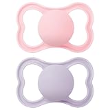MAM Luftschnuller ab 6 Monate (2 Stück), Baby-Schnuller mit sterilisierbarem Reisekoffer, Babybedarf, Rosa und Creme (Designs können variieren)