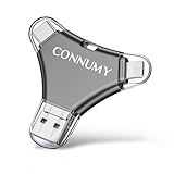 CONNUMY USB Stick 256GB für iPhone, 4-in-1 Flash Laufwerk Externer Speicher für Handy/Pad/Android/PC, USB 3.0 Speicherstick Sichern von Fotos/Videos mit einem klick…