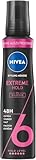 NIVEA Schaumfestiger Extreme Hold, pflegender Haarschaum mit Hitzeschutz, Panthenol & Vitamin B3, Haarfestiger für 48h für extrem starken Halt (Haltestufe 6), Styling Mousse (150 ml)