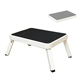 Klappbare Einzelne Stufe Trittstufen, Große Plattform 38 X 26 Mm, Trittstufe Klappbar, 150 Kg, Aluminiumlegierung, Rutschfeste Oberfläche Und Extra Halt, Tragbarer Fußhocker für Den Haushalt(White)