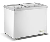 METRO Professional Tiefkühlvitrine GICC1260, 249 L, Tiefkühltruhe mit Glasschiebetür, 4 Ablagekörbe, Türschloss, Temperaturalarm, Rollen, Weiß