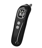 Hochpräzises Ohrthermometer für Kinder und Erwachsene - 1-Sekunden-Messung, intelligente Altersgruppen-Temperaturanzeige, 32 Speicherfunktionen, Stumm-Modus inklusive 20 Einweg-Schutzkappen