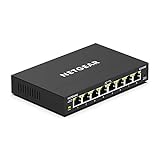 NETGEAR GS308E Managed Switch 8 Port Gigabit Ethernet LAN Switch Plus (Plug-and-Play Netzwerk Switch Managed, IGMP Snooping, QoS, VLAN, lüfterlos, robustes Metallgehäuse) Schwarz