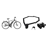 Fischer E-Bike Trekking, VIATOR 2.0 Elektrofahrrad für Herren, RH 50 cm & 50385 Faltschloss inkl Halterung und 2 Sicherheitsschlüssel | schwarz 110 cm