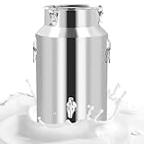 Adima 201 Edelstahl Luftdichte Milchkanne Mit Deckel Und Hahn Milchkannen Milchtransportkanne mit Verschluss Milch Transportkanne Zum Für Küche Bauernhof 5L/9L/14L/18L,14L