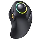 ProtoArc EM03 Wireless Trackball Maus Bluetooth, RGB Kabellose Trackball Maus mit Fingerbedienung, Wiederaufladbare Ergonomische Maus, Multi-Geräte, Kompatibel mit iPad, Mac, Windows