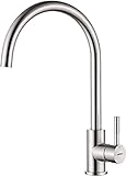 GRIFEMA Wasserhahn Küche, Küchenarmatur mit Einhebelmische, Hochdruck Spültischarmatur Mischbatterie Küche, Hoher Bogen (271mm) & 360°Drehung , Wassersäulenmodus, Edelstahl, Grau, Energieklasse A+