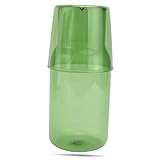 TOGEVAL Wasserkaraffe und Glas aus Hochwertigem Glas Hitzebeständig Transparent Praktisches Haushalts und Nachttisch Accessoire für Wasser Kaffee Milch Tee Geeignet für Schlafzimmer und