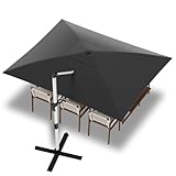 Devoko Sonnenschirm Balkon 300x400x260 cm Alu Ampelschirm mit Abdeckung, Einschichtiges Vordach Wasserabweisend Gartenschirm mit Kurbel,Sonnenschutz UV50+,360°Rotation,Grau