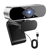 Webcam mit mikrofon Kamera pc cam, 1080p HD Mini Facecam Videokonferenz, 360° verstellbar USB Web Cam Plug&Play für Konferenz Live Streaming Aufnahme Kompatibel mit Skype/Zoom/YouTube
