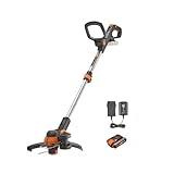 WORX WG163E.1 20V Akku-Rasentrimmer –​​ Inkl. Li-Ion Akku, Ladestation, Spule, Sicherheitsschutz und Rad zum Kantenschneiden, 30 cm Schnittdurchmesser