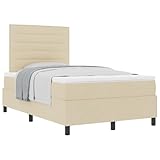 vidaXL Boxspringbett mit Matratze Creme Stoff 120x200 cm Zeitgenössisch Gepolstert Für Schlafzimmer Innenraum Nutzung Erwachsene Schlaf Lösung Möbel Reißverschlussbezug Schutz Schaumtopper