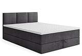 MRGROUP Boxspringbett RYGA mit Bettkasten Matratze Topper Doppelbett (Swing 19 - dunkelgrau, 140 x 200 cm)