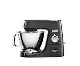 Kenwood Titanium Chef Baker Silver KVC85.004BK, Standmixer mit Integrierter Waage, 3 Edelstahl-Rührhaken und Gummi-Schneebesen, 5L und 3,5L Schüsseln, 1200W, Schwarz