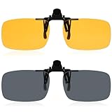 AUYAO Polarisierte Sonnenbrille Clip, 2 Stück Brillen Sonnenbrillen Aufsatz Clip Herren, Sonnenbrille Zubehör Sonnenbrille für Brillenträger, Randlose Sonnenbrillen Clip für Nachtsicht(Quadrat)