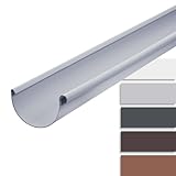 INEFA Dachrinne Kunststoff halbrund 200cm NW100 / 100mm, Grau, Regenrinnen PVC, einfache Steckmontage, Made in Germany