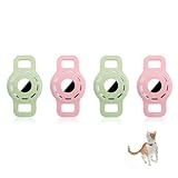 MultiValue 4 Pack Silikon Airtag Halter für Hunde- & Katzenhalsbänder, Weiche Flexible Schutzhülle für Apple Airtag GPS, Anti-Verloren Airtag Hülle Hundehalsband Katze Loop Halter (Rosa+Grün)